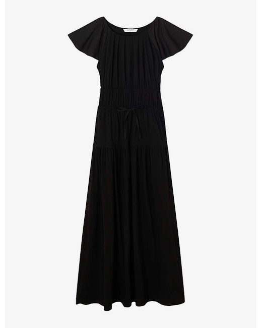 L.K.Bennett Black Carla Drawstring-waistband Cotton-blend Maxi Dress