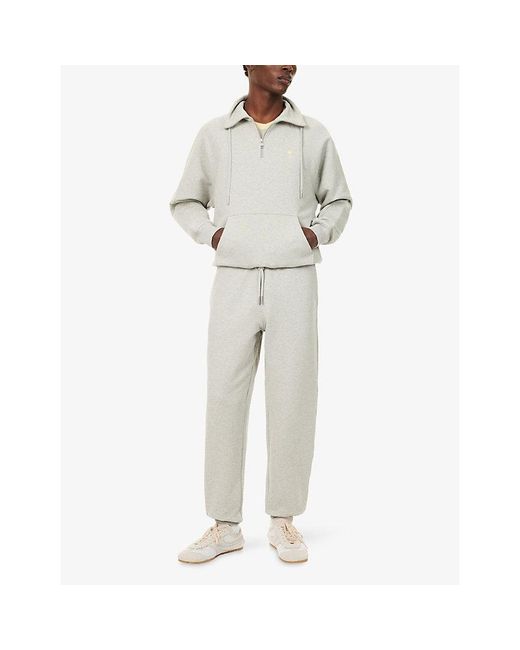 AMI White Ami De Coeur Embroidered Half-Zip Cotton-Jersey Sweatshirt for men