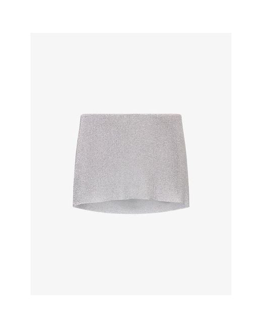 Peachy Den White The Amelia Metallic Woven Skort