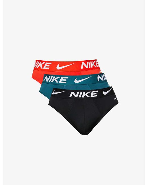 Nike Red Essential Stretch-jersey Briefs Pack Of Three for men