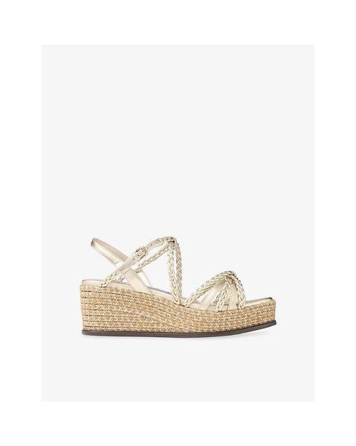 Jimmy Choo Natural Nyra 60 Braided Leather Wedge Platform Sandals
