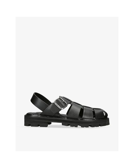 Kurt Geiger Black Ollie Leather Fisherman Sandals for men