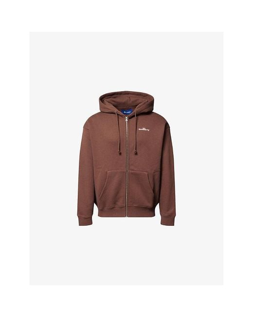 AWAKE NY Brown Crown Logo Relaxed-Fit Cotton-Jersey Hoodie for men