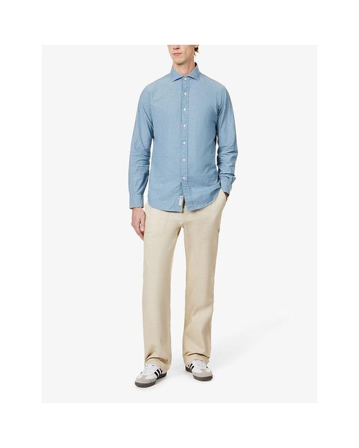 Polo Ralph Lauren Blue Logo-embroidered Slim-fit Cotton-poplin Shirt X for men