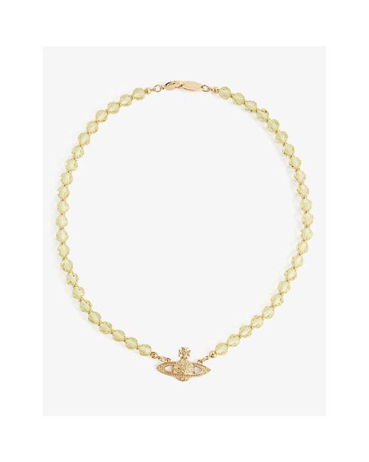 Vivienne Westwood Metallic Messaline Gold-tone Brass And Crystal-embellished Choker Necklace