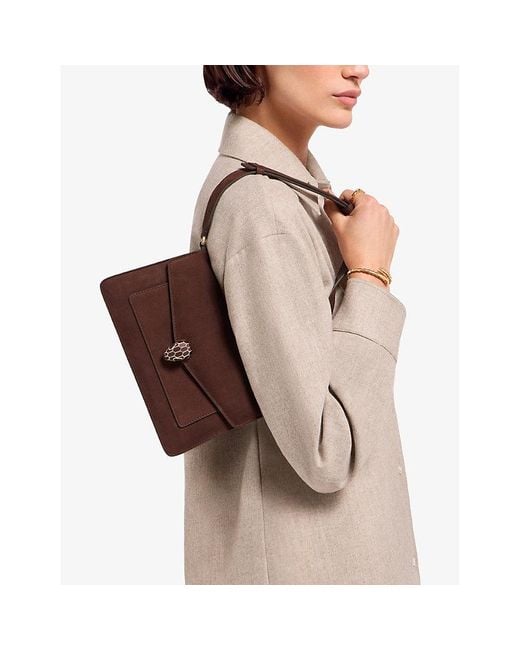 BVLGARI Brown Serpenti Forever Small Suede Shoulder Bag