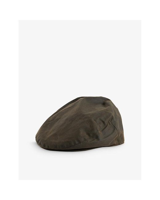 Barbour Brown Wax Cotton Flat Cap for men