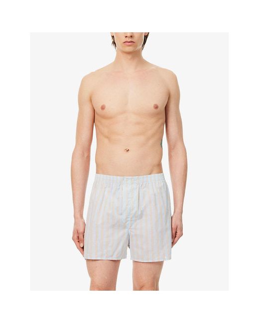 Derek Rose White Amalfi Stripe-pattern Cotton Boxer Short for men