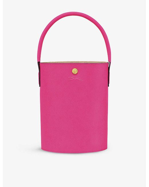 Longchamp Pink Épure Logo-embossed Leather Bucket Bag