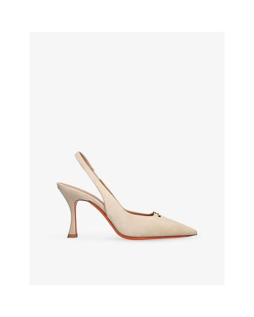 Santoni White Sabine 85 Suede Courts