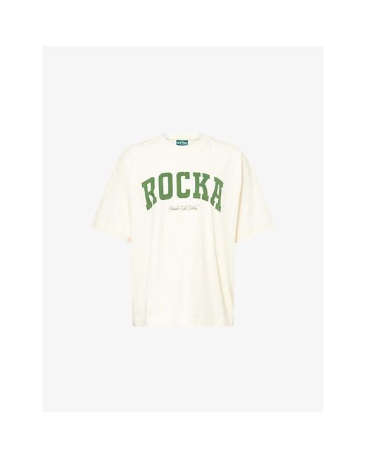 Ru & Rocka White Oversized Varsity Cotton T-Shirt
