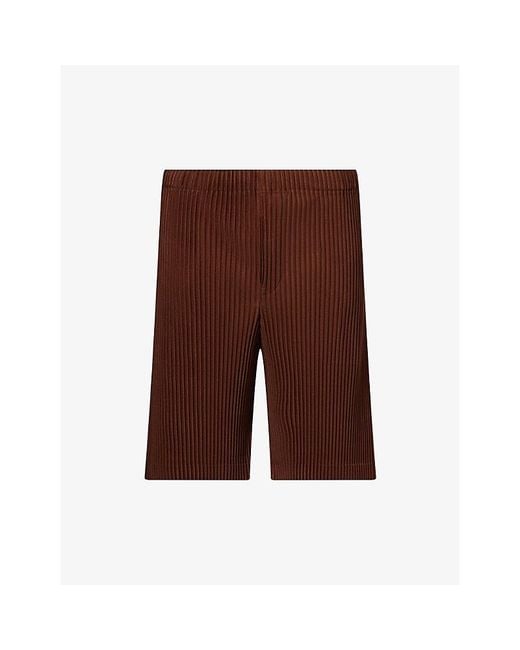 Homme Plissé Issey Miyake Brown Basics Pleated Knitted Shorts for men