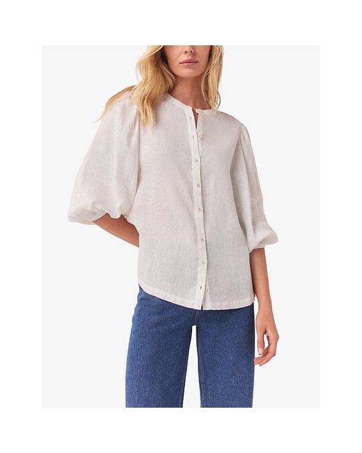 The White Company White The Company Relaxed-fit Puff-sleeve Linen Shirt