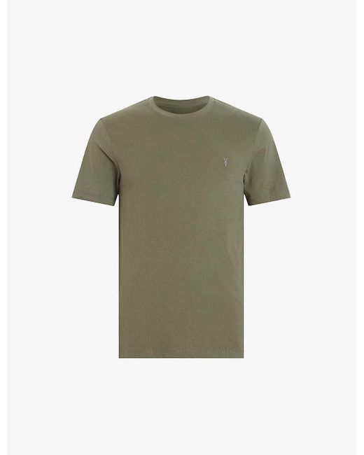 AllSaints Green Brace Crewneck Cotton-jersey T-shirt for men