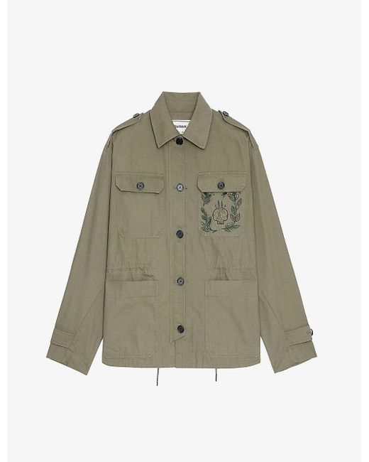 Zadig & Voltaire Kemi Embroideryembellished Canvas Jacket in Green Lyst