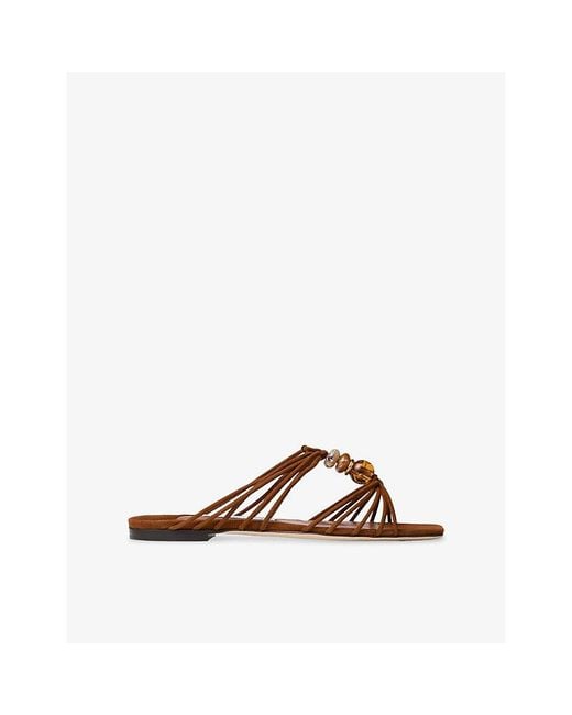 Jimmy Choo Brown Lova Mule Flat Leather Sandals