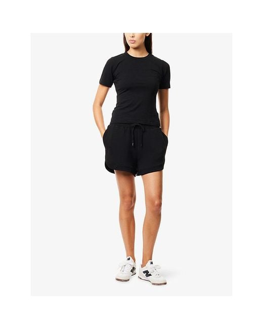 Varley Black Ollie High-Rise Stretch-Jersey Shorts