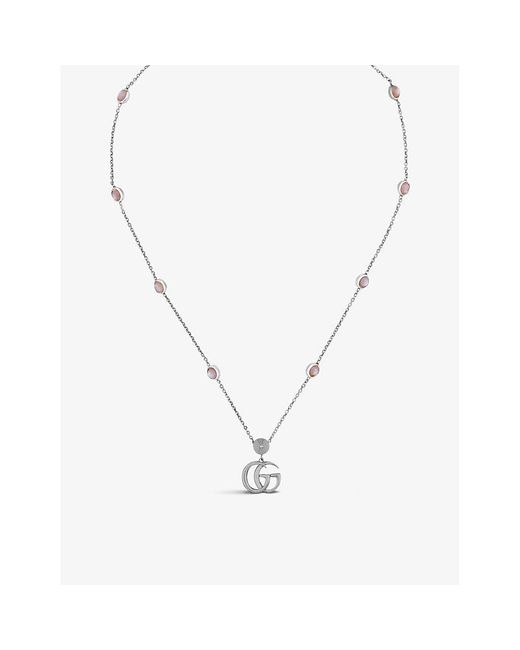 Gucci Metallic Marmont Double G Sterling- And Mother-of-pearl Necklace