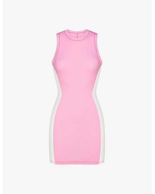 Skims Pink Cotton Rib Slim-fit Stretch-cotton Mini Dress X