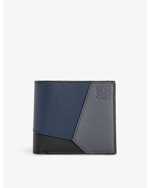 Loewe Blue Puzzle Edge Brand-debossed Leather Wallet for men
