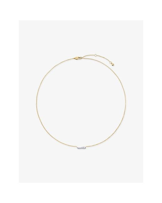 Monica Vinader White Riva 18Ct-Plated Vermeil Sterling- And 0.11Ct Lab-Grown Diamond Pendant Necklace