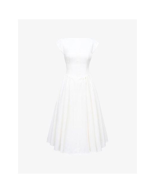House Of Cb White Debutante Cap-Sleeve Backless Satin Midi Dress