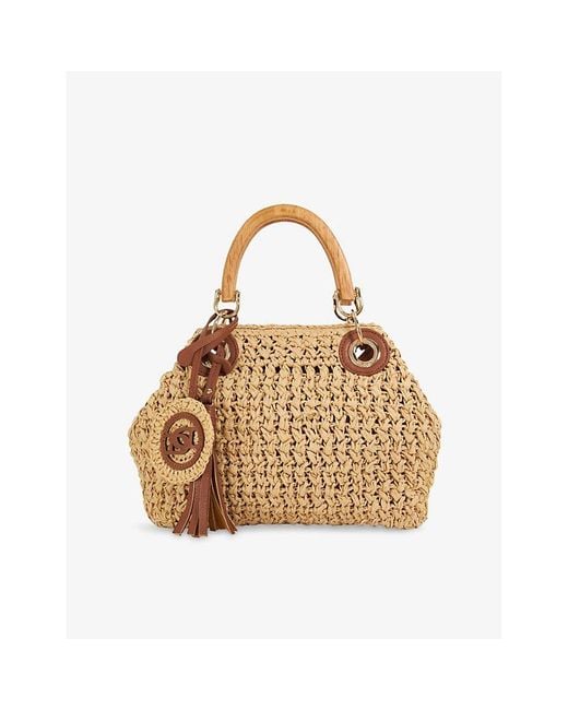 Dune Metallic Daiquri Small Raffia Grab Bag