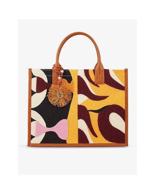Sandro Orange Kasbah Canvas Tote Bag
