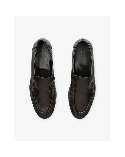 The Row Black Soft Moccasin Two Leather Loafers