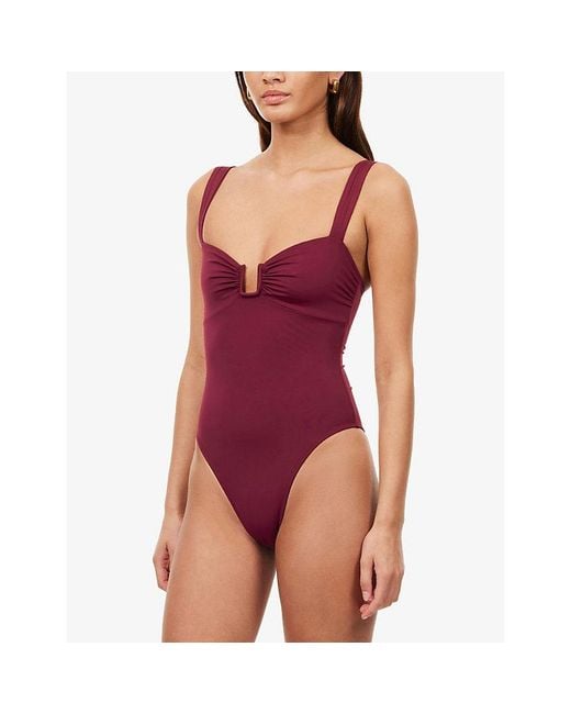 Away That Day Red Cannes Balconette High-Leg Swimsuit