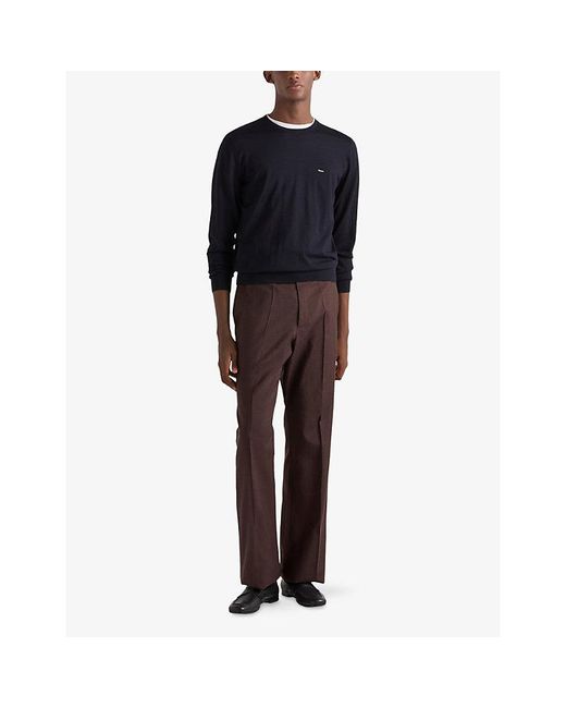Prada Black Superfine Wool Crew-Neck Jumper for men