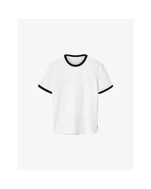 AllSaints White Austin Contrast-Trim Stretch-Cotton T-Shirt for men