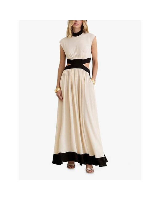 Reiss Natural Keeley Cut-Out Woven Maxi Dress