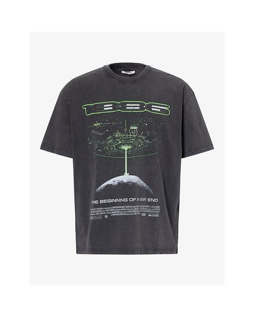 1886 Black G.Zilla Graphic-Print Cotton T-Shirt for men