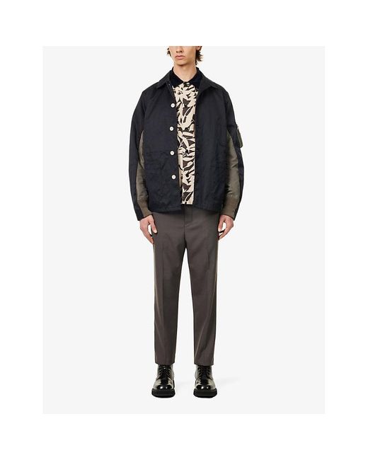 Sacai Gray Straight-leg Mid-rise Woven Trousers for men