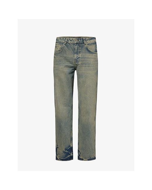 Represent Green R2 Faded-wash Straight-leg Jeans for men