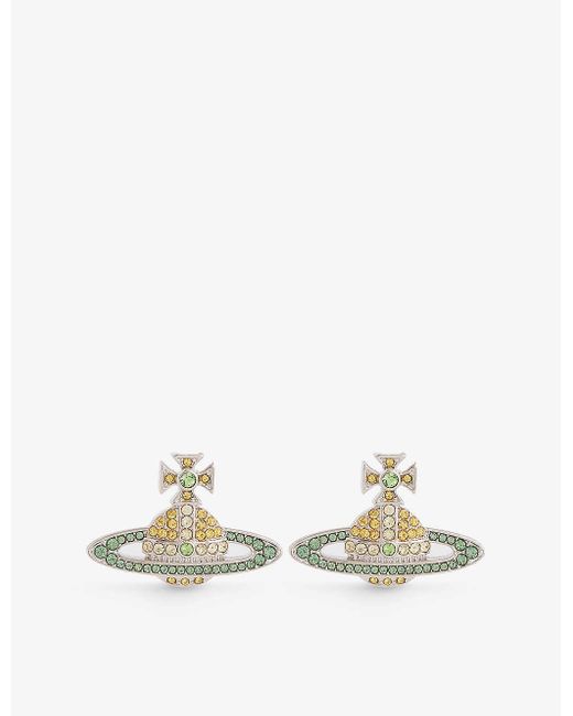 Vivienne Westwood White Kika Silver-tone Brass Emerald, Topaz And Peridot Stud Earrings