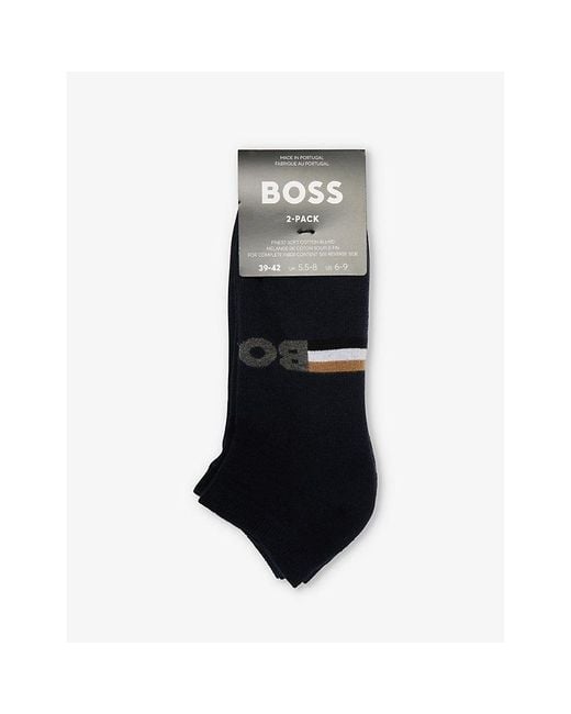 Boss Black Iconic Logo-pattern Pack Of Two Stretch-cotton Blend Socks for men