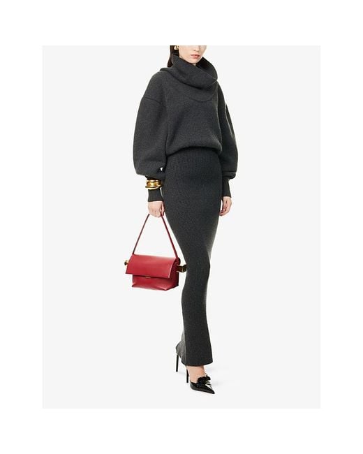 Jacquemus Black La Maille Pallone Turtleneck Wool-Blend Maxi Dress