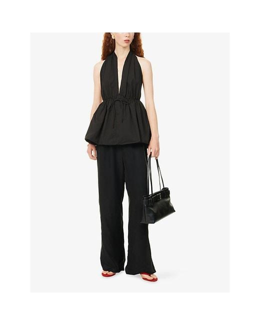 Dissh Black Xena Side-Split Wide-Leg Woven Trousers