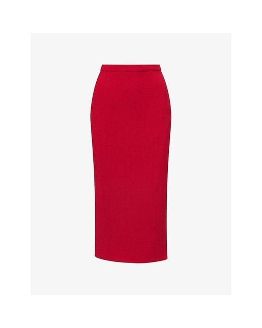 Mugler Textured Slim-Fit Wool Midi Skirt