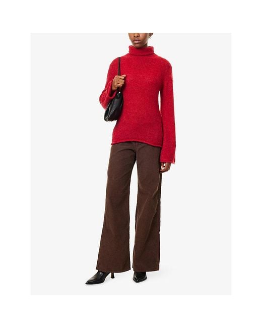 Reformation Red Grove Turtleneck Alpaca Wool-Blend Jumper