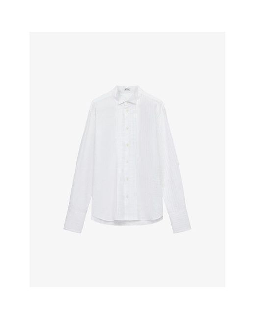 Loewe White Pleated Classic-collar Regular-fit Cotton-blend Shirt