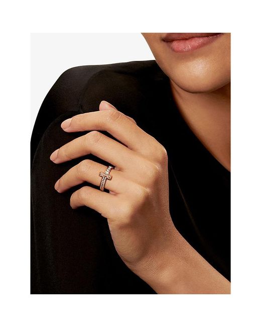 Tiffany & Co White Tiffany T T1 Narrow 18Ct Rose- And 0.45Ct Brilliant-Cut Diamond Ring