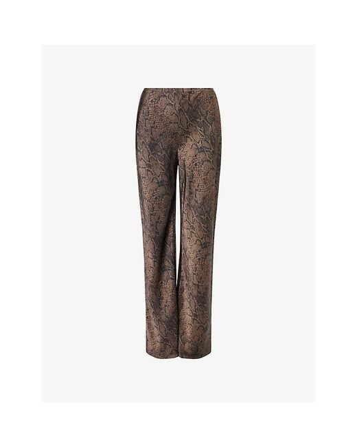 Reformation Brown Gale Mid-Rise Bias Satin Trousers