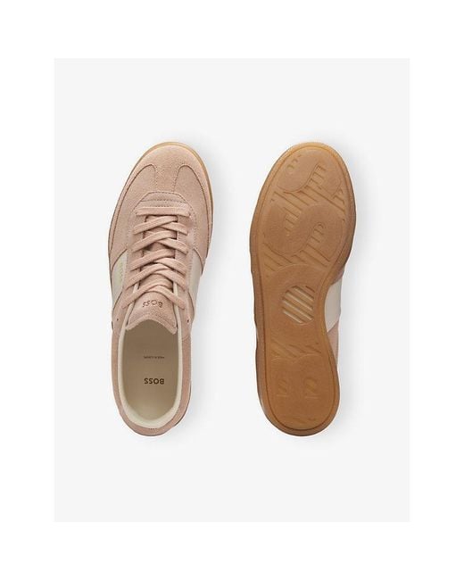 Boss Pink Branded Suede Trainers