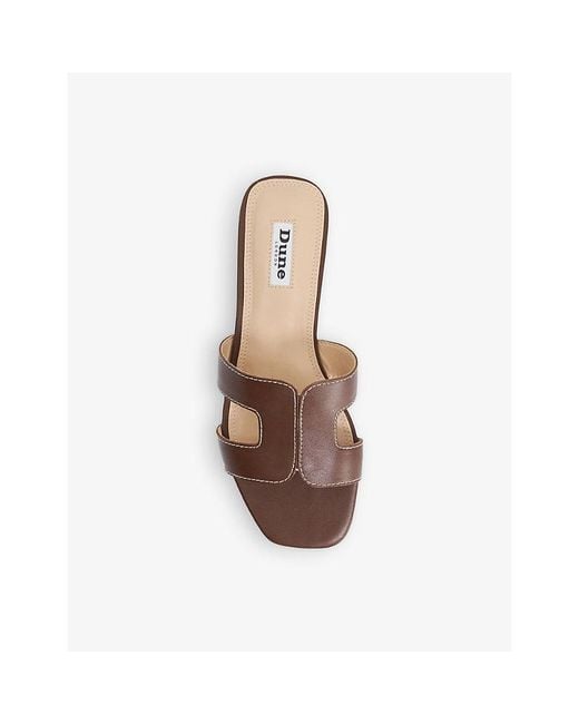 Dune Brown Loupe Smart Slider Leather Sandals