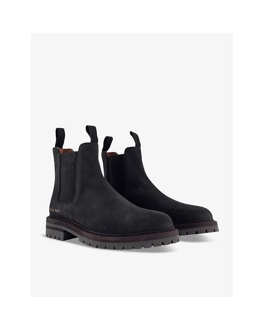 Common Projects Black Winter Elasticated-panel Suede Chelsea Ankle Boots for men