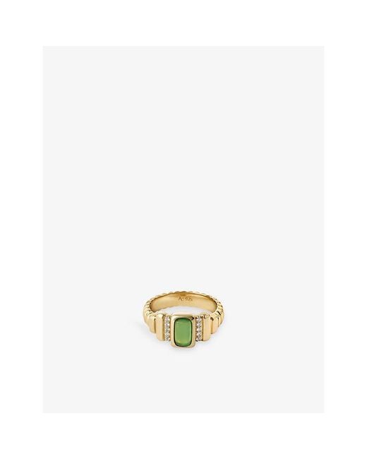 Astley Clarke Metallic Aurora Ridge 18Ct Vermeil And Chalcedony Ring