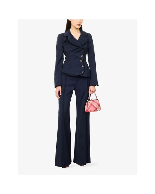 Vivienne Westwood Blue High-Rise Wide-Leg Wool Trousers